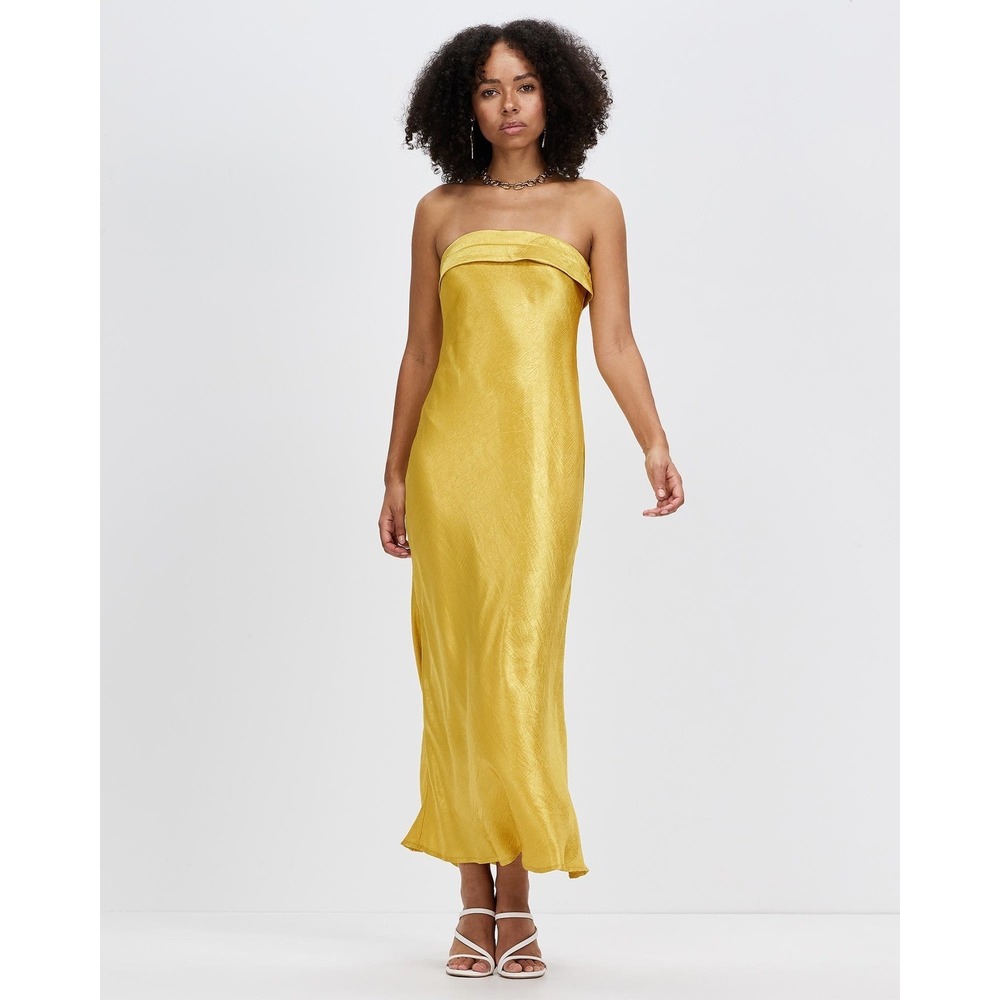 Runaway The Label Leila Slip Dress‎ Marigold Yellow Strapless Midi Size Medium